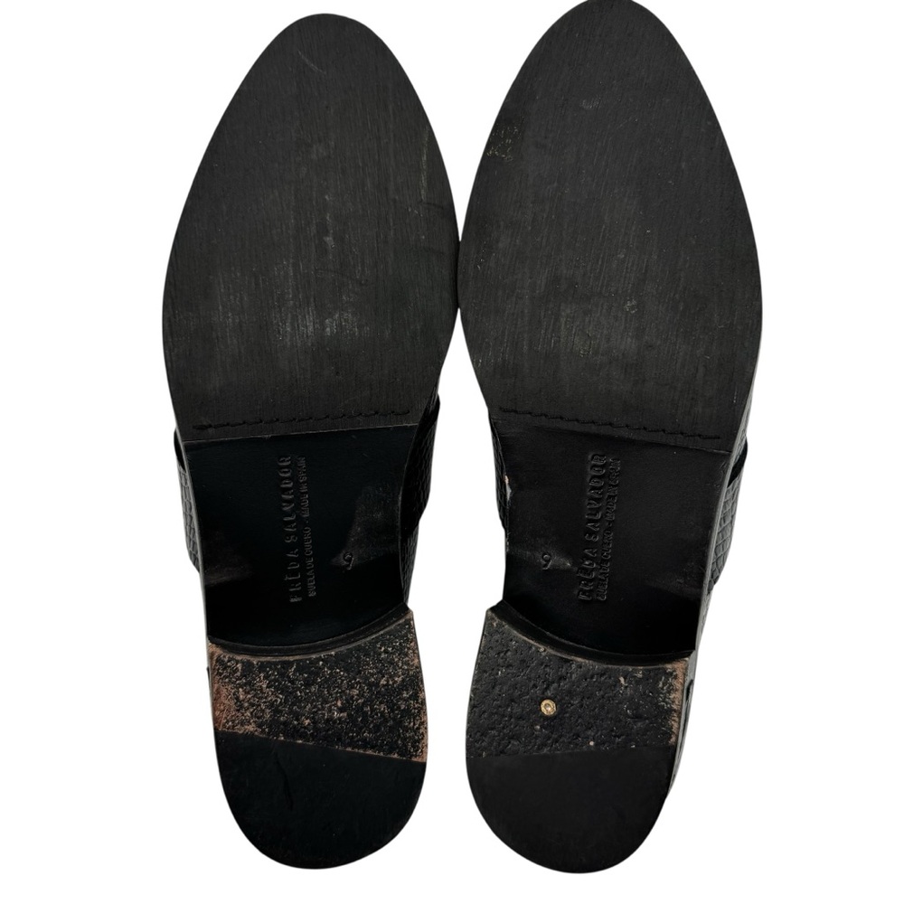 Freda Salvador Keen Mules Croc Embossed Black 9 - Picture 8 of 9